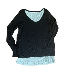 New without Tags Vince Black Gray Long Sleeve Layered Top Shirt Casual Basic
